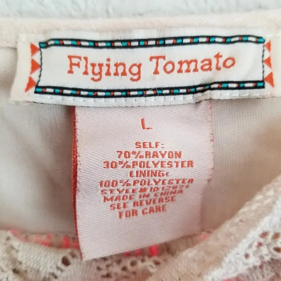 Flying Tomato Mini Dress Women's Size L Beige Rayon Ruffle Sleeveless Scoop Neck - Picture 4 of 9